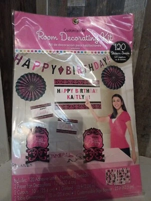 Decoración de fiesta de cumpleaños negra/rosa niña rosa niña decoración de fiesta de cumpleaños Foto 1 de 4