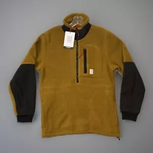 TOPO DESIGNS Mountain Fleece Pullover 1/4 Zip Giacca Tan Teddy NUOVO NUOVO CON ETICHETTE - Foto 1 di 22