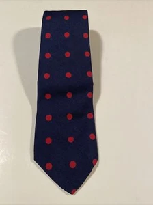 Brooks Brothers Makers All Silk Tie Blue W/red Polka Dot Pattern (0013) - Picture 1 of 4