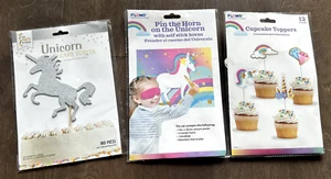 Unicorn Birthday Cake Topper + Cupcake Toppers + Pin the Horn on the Unicorn - Picture 1 of 8