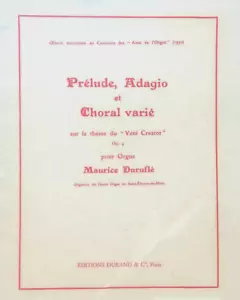 Präludium Adagio Et Choral Varie Orgel Liederbuch Maurice Durufle Thema Veni Schöpfer - Bild 1 von 6