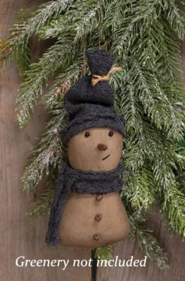 New Primitive Stiffened Snowman Ornament 5" Tall - Christmas Winter - Image 1 of 2