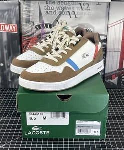 LACOSTE T Clip Men's Size 9.5 US Athletic White / Brown / Blue Shoes NEW - Picture 1 of 13