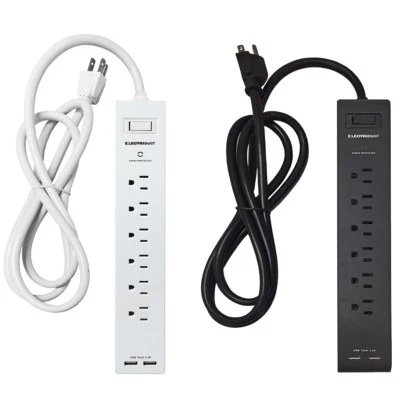 ELECTRIDUCT USB Power Strip with 6 Outlets & 2 USB Charging Port Surge Protectors