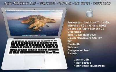 Apple MacBook Air 13" Core i7 - 1.8 - RAM 4 Go - SSD 250 Go - Immagine 1 di 4