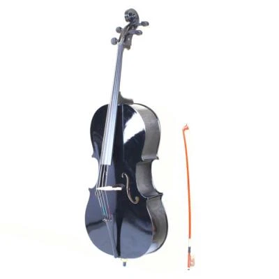 Conjunto de violonchelo BassWood de tamaño completo profesional de alta calidad banda escolar negro Foto 1 de 4