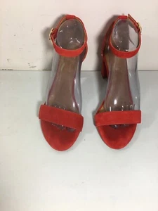AEROSOLES BRAND WOMENS RED SUEDE SANDALS 3" HEELS SZ 8.5 - Picture 1 of 6