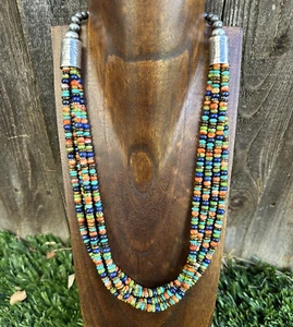 Sterling Silver Multi Strand Multi Stone Pearls Bead Necklace. 24 inch - Picture 1 of 12