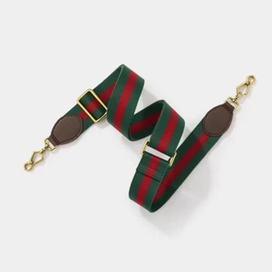 Nueva bandolera de hombro Gucci de repuesto sin logotipo verde tela roja cuero - Imagen 1 de 10