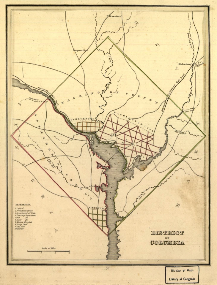 A4 Reprint of American Cities Towns States Map District Of Columbia - Image 1 of 1