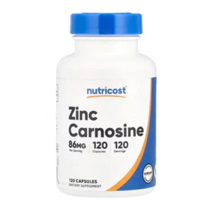 Zinc Carnosine Nutricost - Digestion / Stomach Health 86 mg per capsule x 120 - Picture 1 of 2