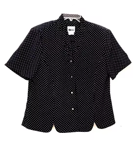 Blusa de colección Leslie Fay para mujer talla 16P con botones manga corta negros blancos puntos - Imagen 1 de 11