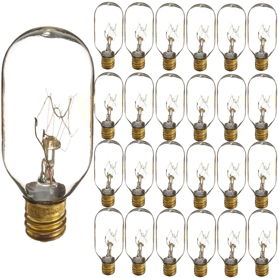 25Pack Tubular Light Bulbs, Clear Tube T7 Bulb, 25 Watt, 2600K, 180LM, E12, 120V - Image 1 of 2