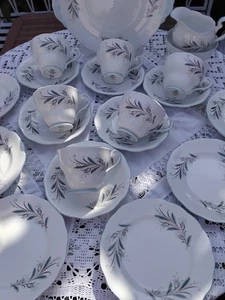 VINTAGE ROYAL STANDARD BLUE FEATHER TEA SET - Picture 1 of 14