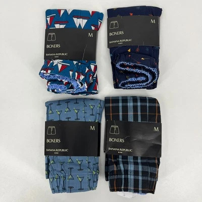 批量 4 件 Banana Republic 拳击手 男式 M 码 蓝色 100% 棉 全新 全新带标签 — 第 1/4 张图片