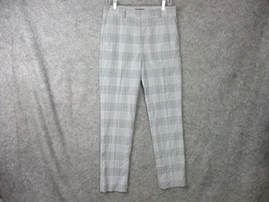 H&M Pants Men 29 Gray Plaid Slim Fit Dress Trouser Checkered Smart Formal Modern - Picture 1 of 15