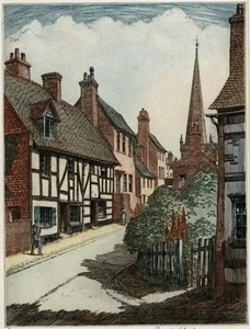 John Lewis Stant (1905-1964) Signed Aquatint Etching - Brewood Staffordshire - Picture 1 of 5