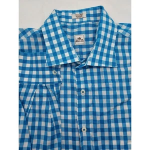 Peter Millar Mens Blue Gingham Checkered Button Down Shirt Extra Large XL - Picture 1 of 5