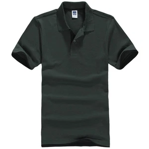 QHA Mens Polo Shirt Short Sleeve Pique Cotton Green/Black - Picture 1 of 7