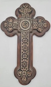 Crocifisso da parete in resina croce celtica rustica marrone vintage 14,5" - Foto 1 di 6