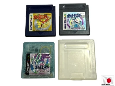 Nintendo Game Boy GBC Pokémon Suave Dorado Plata Cristal 3 Juegos de JAPÓN (E278) Foto 1 de 4