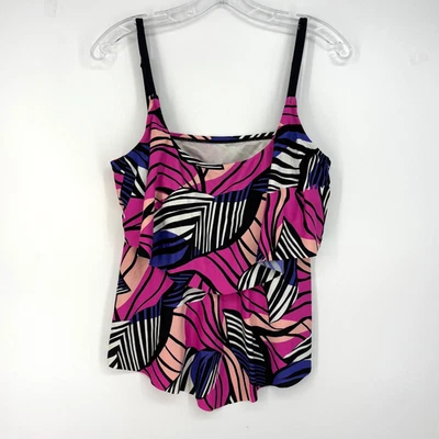 Traje de baño tankini Maxine of Hollywood para mujer talla 14 rosa azul negro frondoso Foto 1 de 4