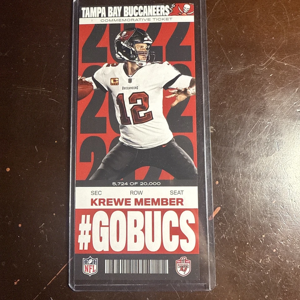 2022 Tampa Bay Buccaneers Tom Brady Commemorative Ticket 5724/20000 - Image 1 of 2