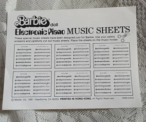 Vintage 1981 Barbie Electronic Piano Sheet Music Uncut - Picture 1 of 5