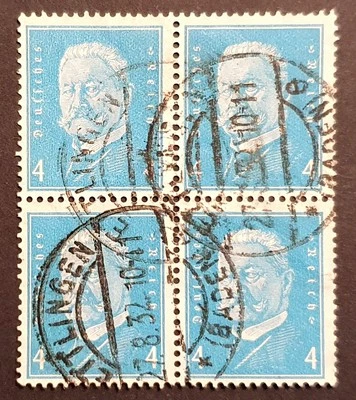 Germany Stamps 1931 Hindenburg 4pf light blue in Block of 4 SG425 MI454 VFU - Image 1 of 2