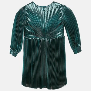 Gucci Kids Green Lame Pleated Dress 5 Yrs - Picture 1 of 6