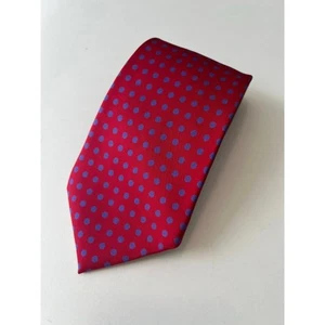 Vintage Polo Silk Men's Neck Tie Wide Red with Blue Polka Dots SG - Picture 1 of 8