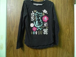 CAMISA NIÑA TALLA 7 JUMPING FRIJOLES MANGA LARGA NEGRA CON GATITO Y FLORES - Imagen 1 de 2