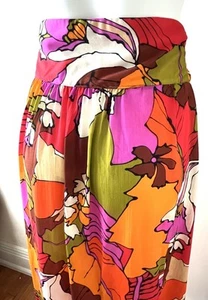 Vtg 70s Cole of California Swim Cover-up Maxi Skirt Floral Colorful size M - Picture 1 of 13