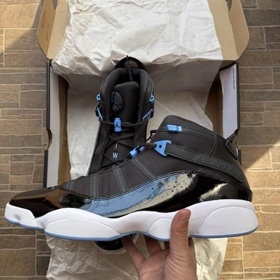NEW Nike Air Jordan 6 Rings Men's Sz US 18 UK 17 Black Blue 322992-041 Sneakers - Image 1 of 4