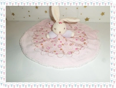 ㉜ -Doudou Semi Plat Lapin Lilirose Rose Crème Mauve Doré Broderies Fleurs  Kaloo - Image 1 of 4