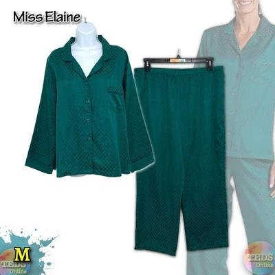 Juego de pijama clásico verde esmeralda L PO Miss Elaine para mujer Foto 1 de 4
