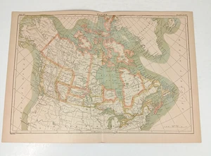 Antique Encyclopedia Britannica 1890 Canada Map 9th Edition Original Color Print - Picture 1 of 7