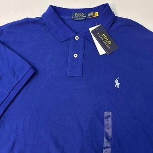Polo Ralph Lauren Mens XXL Custom Slim Fit Blue Short Sleeve Polo Shirt Pony NWT - Picture 1 of 8