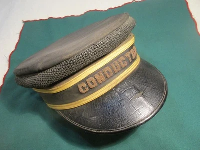 ANTIGUA GORRA DE CONDUCTOR DE VAGÓN DE CALLE DE TRANSPORTE FERROVIARIO Foto 1 de 4