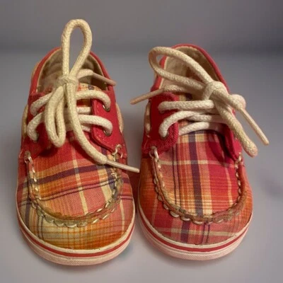 💕BABY GIRL МАЛЫШ SPERRY TOP-SIDER BAHAMA КЛЕТКУ МОКАСИНЫ ОБУВЬ Sz 3c Бесплатная доставка🎀 - Изображение 1 из 4