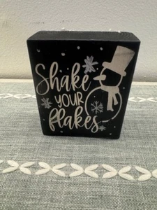 FARMHOUSE,HOME DECOR,HANDPAINTED,RUSTIC- SHAKE YOUR FLAKES - WOOD SIGN - Picture 1 of 1