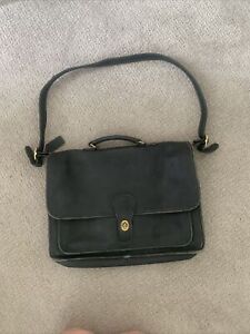 GUC Vintage Coach Black Leather Metropolitan Briefcase Messenger Bag #5180
