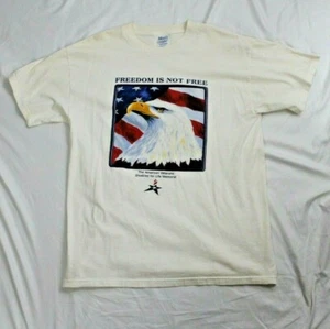 Vintage American Flag Eagle Freedom Is Not Free Tee Shirt White Men's Large - Picture 1 of 4