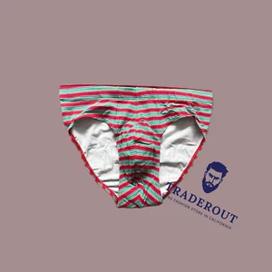 Jockey mens green red stripe cotton stretch bikini underwear size S - Picture 1 of 3