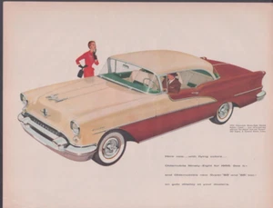 1954 Print Ad 1955 Oldsmobile Ninety-Eight Deluxe Hoilday Coupe Rocket Engine - Picture 1 of 1
