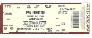 RARE / TICKET CONCERT - VAN MORRISON LIVE A OTTAWA ( CANADA ) - 4 JULY 2007 - Imagen 1 de 1
