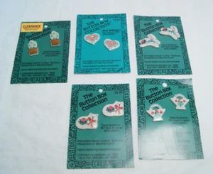 VTG Porcelain Buttons Hand Crafted Crafts Cute Spring Shapes Cats Bunnies MORE - Picture 1 of 8