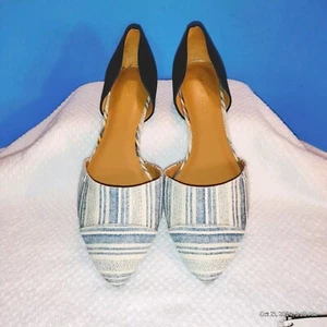 Tommy Hilfiger Naree Flats. Navy Blue And Striped Denim. Women's Size 9.5M.... - Picture 1 of 10