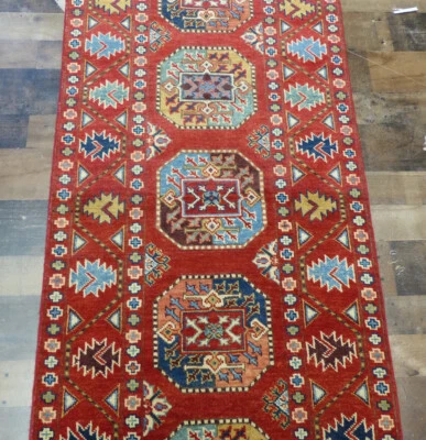 2'7"x6'5" New Pak Ersari Super Kazak hand knotted wool Oriental area rug runner - Image 1 of 4