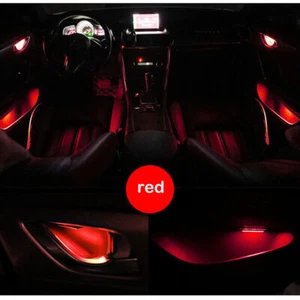 4x Manija de tazón de puerta de coche roja LED luz ambiente accesorios interiores. - Imagen 1 de 8
